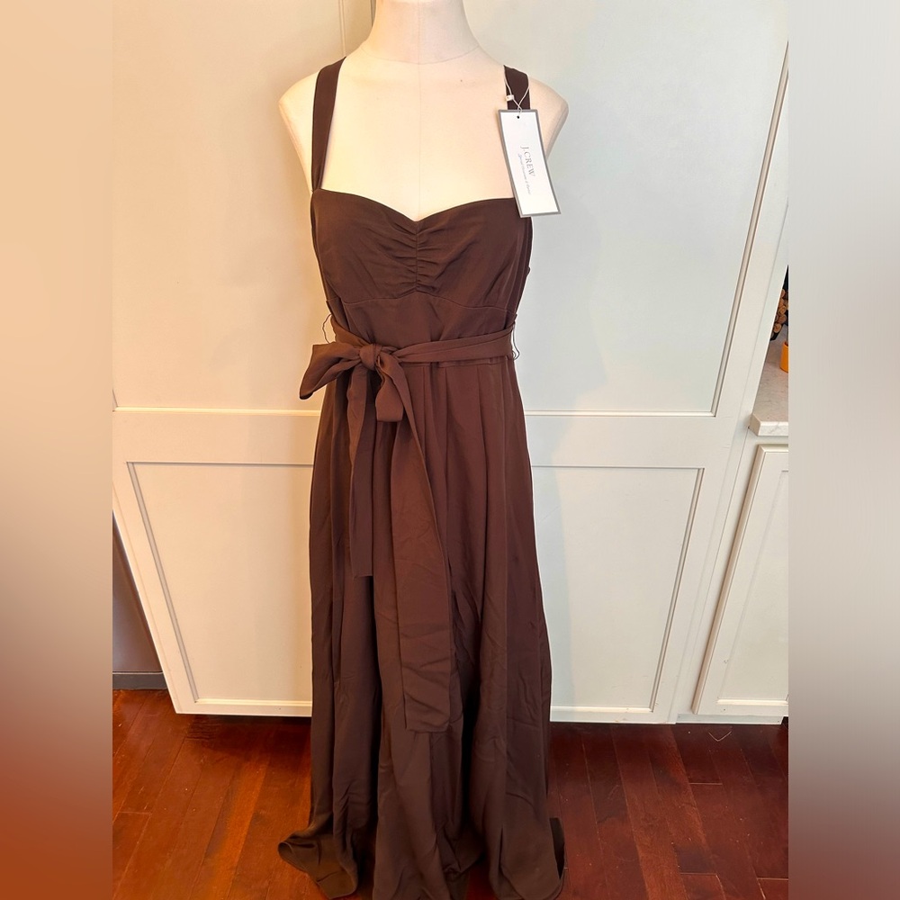 Jcrew brown silk formal dress
